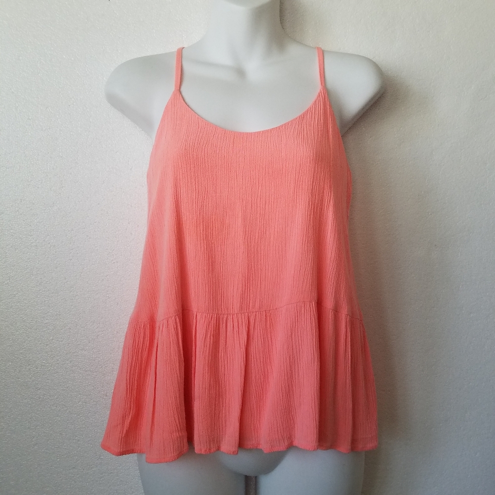 Lilly Pulitzer Womens XXS Papaya Adjustable Strap Abena Tank Top Peplum Hem Neon